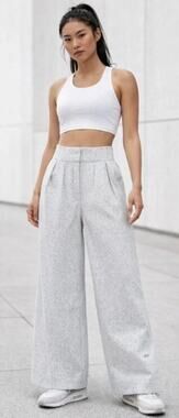 Nike Therma-fit Adv High Waist Wide Leg Pleated Pants Relax Grey Women's L New